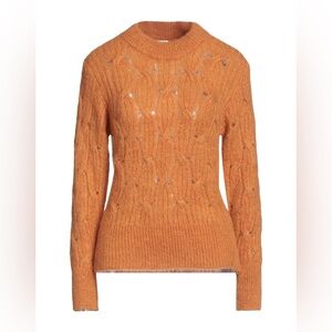 NWT Sandro Camel Pointelle Knit Mohair sweater Sz 1/S